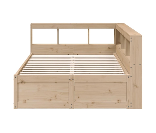 Cama con estantería sin colchón madera maciza de pino 140x190cm