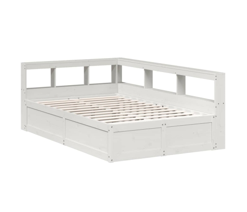 Cama con estantería sin colchón madera maciza blanca 140x190 cm