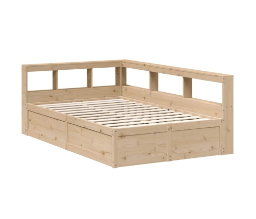 Cama con estantería sin colchón madera maciza de pino 135x190cm