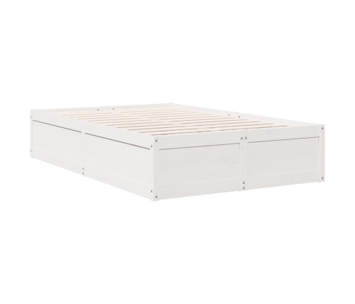 Cama con estantería sin colchón madera maciza blanca 135x190 cm