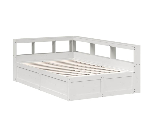 Cama con estantería sin colchón madera maciza blanca 120x190 cm