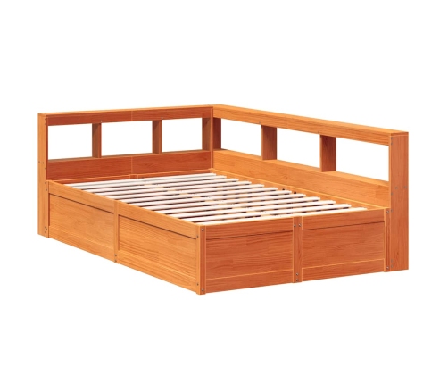 Cama con estantería sin colchón madera maciza marrón 120x190 cm