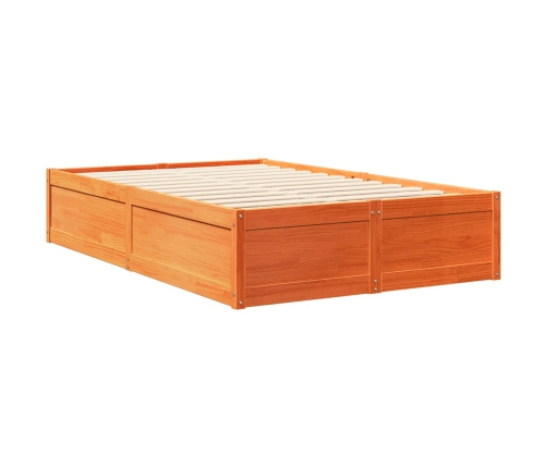 Cama con estantería sin colchón madera maciza marrón 120x190 cm