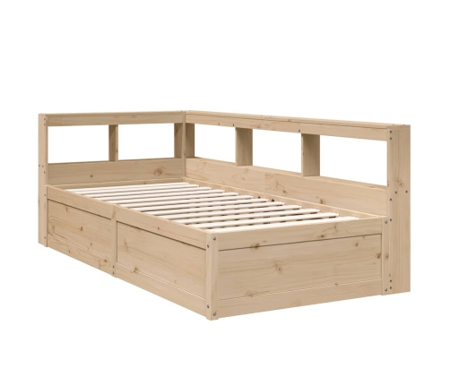 Cama con estantería sin colchón madera maciza de pino 90x190 cm