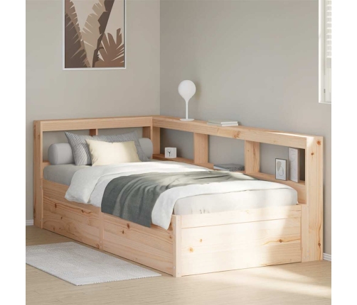 Cama con estantería sin colchón madera maciza de pino 90x190 cm