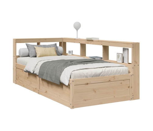 Cama con estantería sin colchón madera maciza de pino 90x190 cm