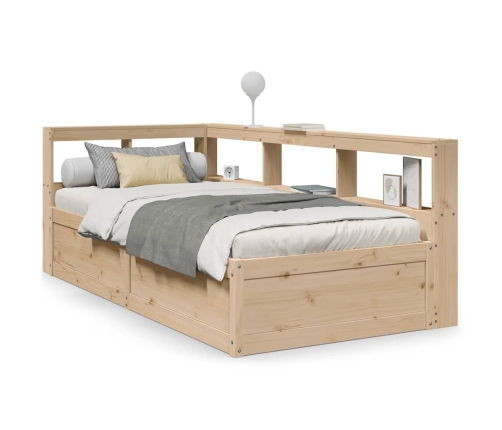 Cama con estantería sin colchón madera maciza de pino 75x190 cm