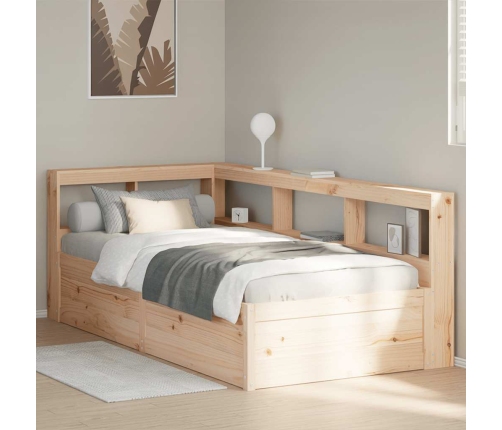 Cama con estantería sin colchón madera maciza de pino 75x190 cm