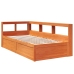 Cama con estantería sin colchón madera maciza marrón 75x190 cm