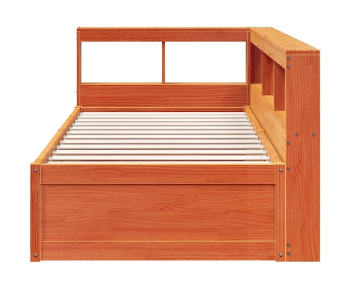 Cama con estantería sin colchón madera maciza marrón 75x190 cm