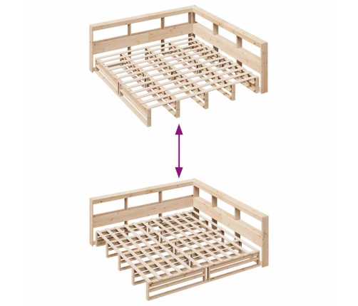 Cama con estantería sin colchón madera maciza de pino 200x200cm