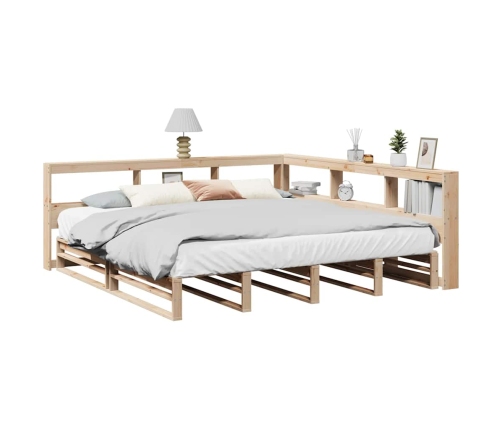 Cama con estantería sin colchón madera maciza de pino 200x200cm