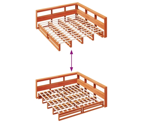 Cama con estantería sin colchón madera maciza marrón 200x200 cm