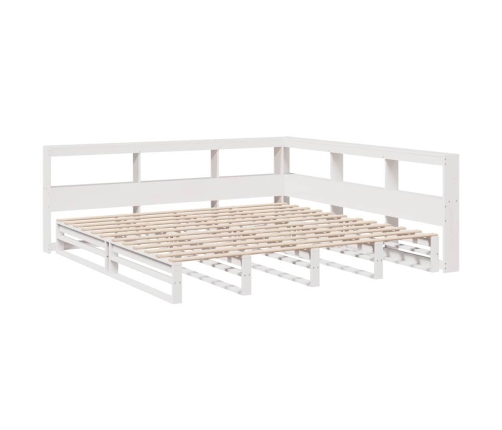 Cama con estantería sin colchón madera maciza blanca 180x200 cm