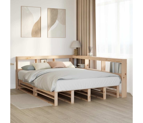 Cama con estantería sin colchón madera maciza de pino 160x200cm