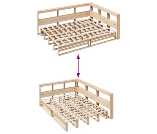 Cama con estantería sin colchón madera maciza de pino 160x200cm