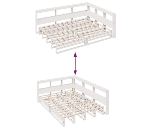 Cama con estantería sin colchón madera maciza blanca 160x200 cm