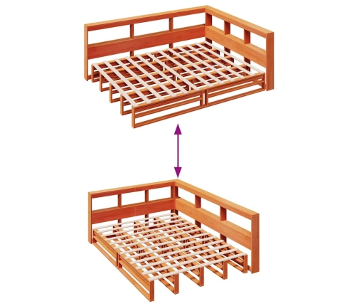 Cama con estantería sin colchón madera maciza marrón 160x200 cm