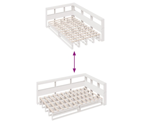 Cama con estantería sin colchón madera maciza blanca 120x200 cm