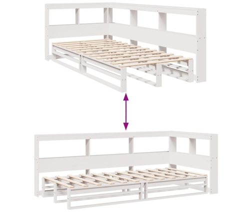 Cama con estantería sin colchón madera maciza blanca 100x200 cm