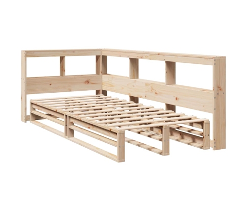 Cama con estantería sin colchón madera maciza de pino 90x200 cm