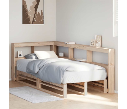 Cama con estantería sin colchón madera maciza de pino 90x200 cm