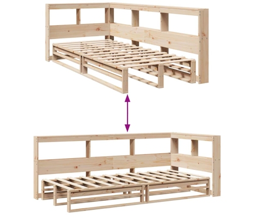 Cama con estantería sin colchón madera maciza de pino 90x200 cm