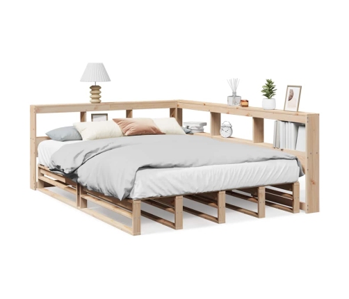 Cama con estantería sin colchón madera maciza de pino 135x190cm