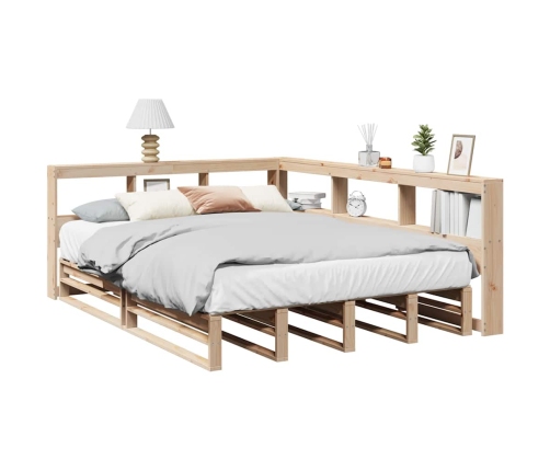 Cama con estantería sin colchón madera maciza de pino 135x190cm