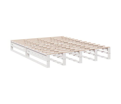 Cama con estantería sin colchón madera maciza blanca 135x190 cm