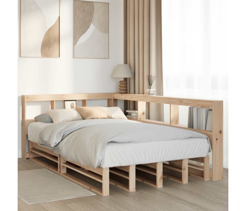 Cama con estantería sin colchón madera maciza de pino 120x190cm