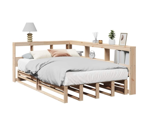 Cama con estantería sin colchón madera maciza de pino 120x190cm