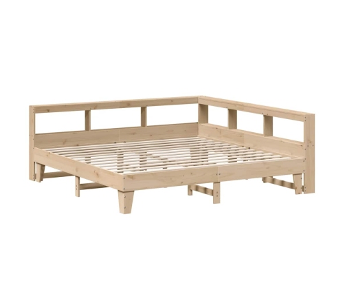 Cama con estantería sin colchón madera maciza de pino 200x200cm