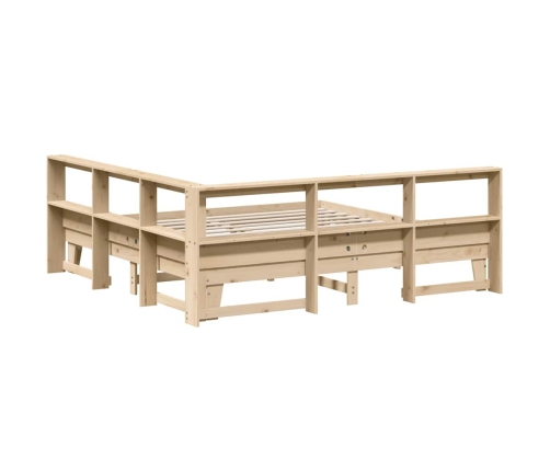 Cama con estantería sin colchón madera maciza de pino 200x200cm