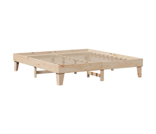 Cama con estantería sin colchón madera maciza de pino 200x200cm