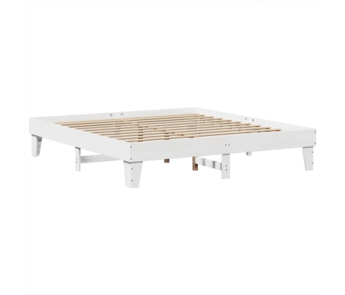 Cama con estantería sin colchón madera maciza blanca 200x200 cm