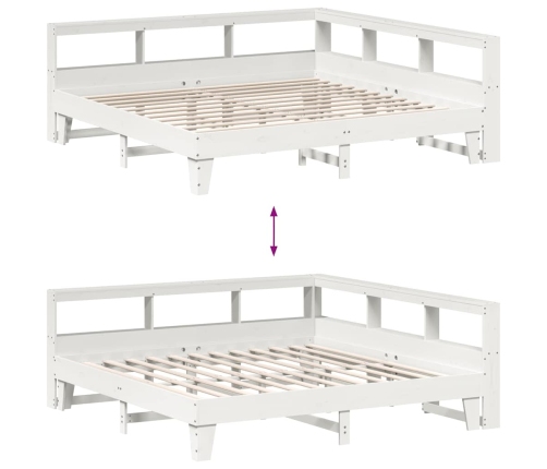 Cama con estantería sin colchón madera maciza blanca 200x200 cm