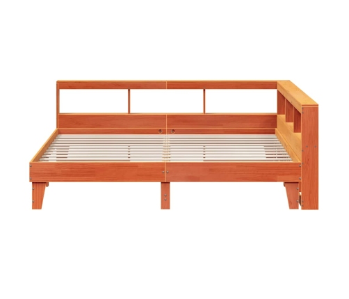 Cama con estantería sin colchón madera maciza marrón 200x200 cm