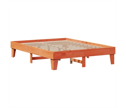 Cama con estantería sin colchón madera maciza marrón 200x200 cm