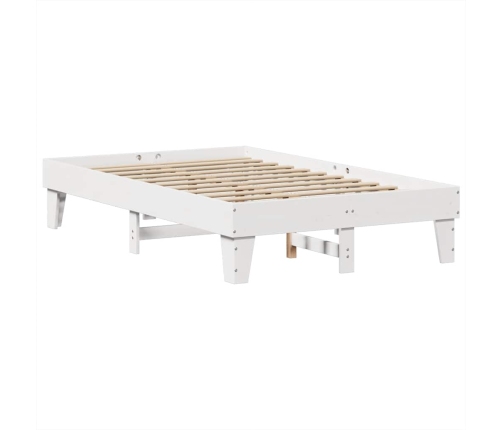 Cama con estantería sin colchón madera maciza blanca 120x200 cm