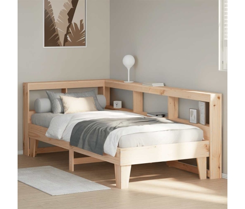 Cama con estantería sin colchón madera maciza de pino 100x200cm