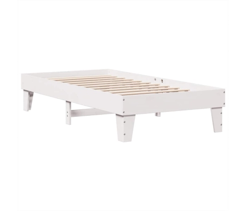 Cama con estantería sin colchón madera maciza blanco 90x200 cm