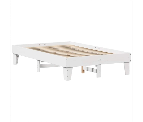 Cama con estantería sin colchón madera maciza blanca 140x190 cm