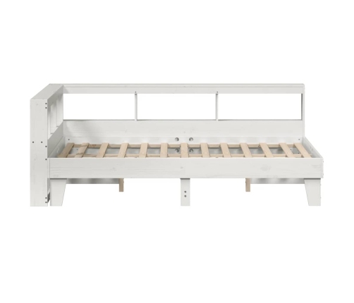 Cama con estantería sin colchón madera maciza blanca 140x190 cm