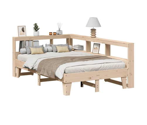 Cama con estantería sin colchón madera maciza de pino 120x190cm