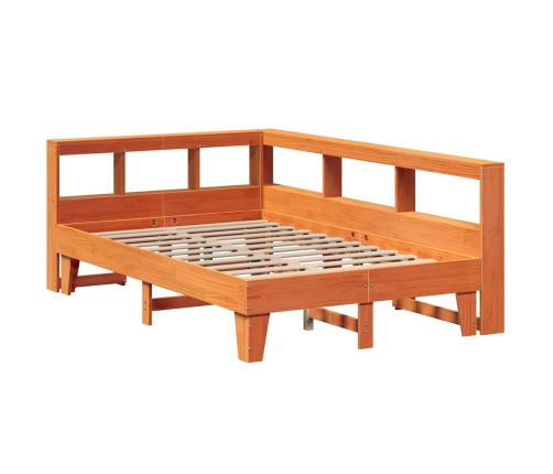 Cama con estantería sin colchón madera maciza marrón 120x190 cm