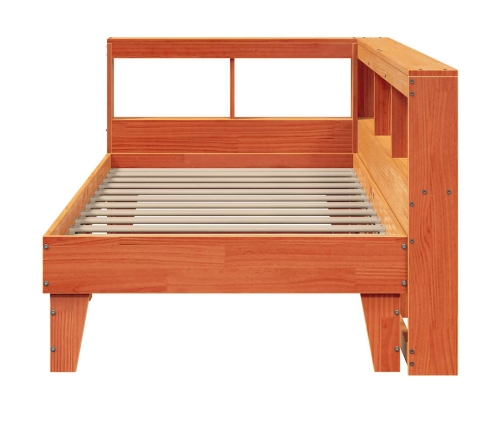 Cama con estantería sin colchón madera maciza marrón 90x190 cm