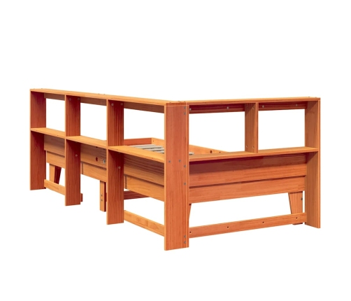 Cama con estantería sin colchón madera maciza marrón 90x190 cm