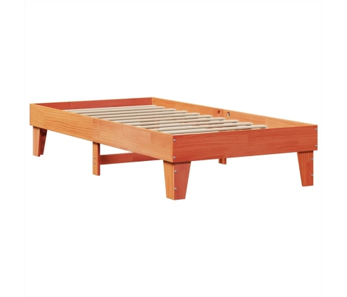 Cama con estantería sin colchón madera maciza marrón 90x190 cm