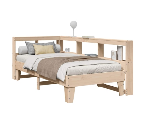 Cama con estantería sin colchón madera maciza de pino 75x190 cm